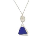 Cobalt blue Sea Glass and Sterling Silver Necklace