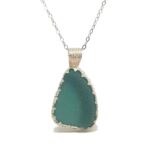 Teal sea glass necklace