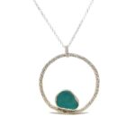 Dark Aqua Sea Glass - Ring Necklace