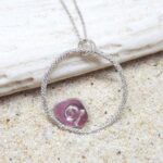 Dark Aqua Sea Glass - Ring Necklace