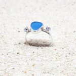 Turquoise Sea Glass Ring with CZ