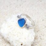 Turquoise Sea Glass Ring with CZ