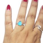 Turquoise Sea Glass Ring with CZ