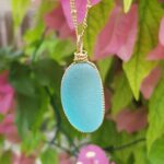 Aqua Nugget Sea Glass - Gold