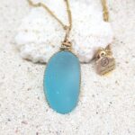 Aqua Nugget Sea Glass - Gold