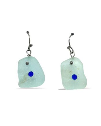 Light Aqua Sea Glass and Stainless Steel Earrings