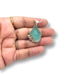 Aqua Sea Glass Necklace - Caviar Collection