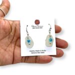 White Sea Glass and Stainless Steel Earrings