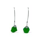 Green Sea Glass and Stainless Steel Earrings
