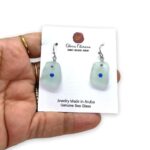 Light Aqua Sea Glass and Stainless Steel Earrings