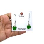 Green Sea Glass and Stainless Steel Earrings