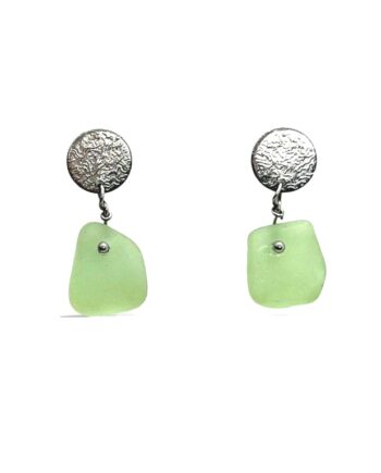 Seafoam Green Sea Glass and Stainless Steel Earrings