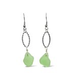 Seafoam Green Sea Glass and Stainless Steel Earrings