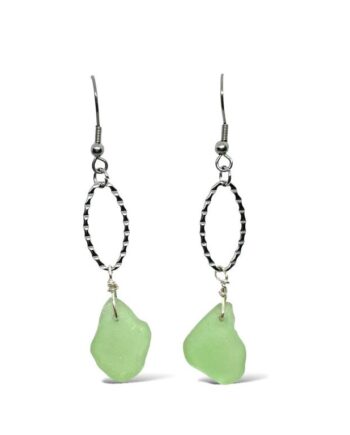 Seafoam Green Sea Glass and Stainless Steel Earrings