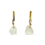 White Sea Glass and Stainless Steel Earrings