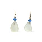 White Sea Glass and Stainless Steel Earrings