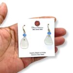 White Sea Glass and Stainless Steel Earrings