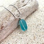 Aqua Nugget Sea Glass Necklace - Silver