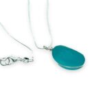 Aqua Nugget Sea Glass Necklace - Silver