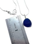 Cobalt Blue Nugget Sea Glass Necklace - Silver