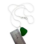Dark Green Nugget Sea Glass Necklace - Silver