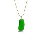 Green Nugget Sea Glass Necklace - Gold