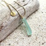 Light Aqua Nugget Sea Glass Necklace - Gold