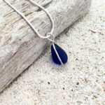 Cobalt Blue Nugget Sea Glass Necklace - Silver
