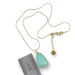Light Aqua Nugget Sea Glass Necklace - Gold