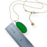 Green Nugget Sea Glass Necklace - Gold