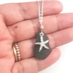 Dark green Sea Glass with Starfish Necklace