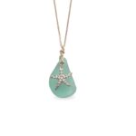 Aqua Sea Glass with Starfish Necklace