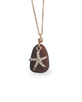 Brown Sea Glass with Starfish Necklace