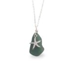 Dark green Sea Glass with Starfish Necklace