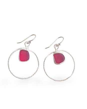 Red sea glass earrings