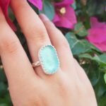 Aqua Sea Glass Ring - Size 9 - Queen Collection