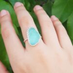 Aqua Sea Glass Ring - Size 7 - Queen Collection