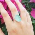 Aqua Sea Glass Ring - Size 8 - Queen Collection