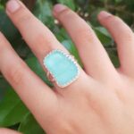 Aqua Sea Glass Ring - Size 9 - Queen Collection