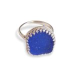 Blue sea glass ring