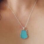 Aqua Sea Glass Necklace - Caviar Collection