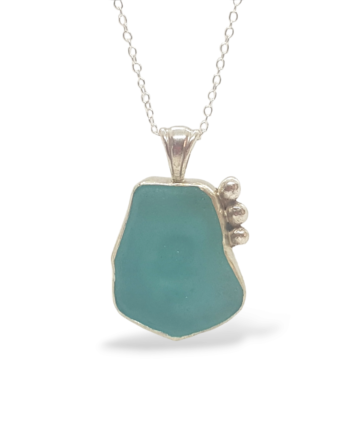 Aqua Sea Glass Necklace - Caviar Collection