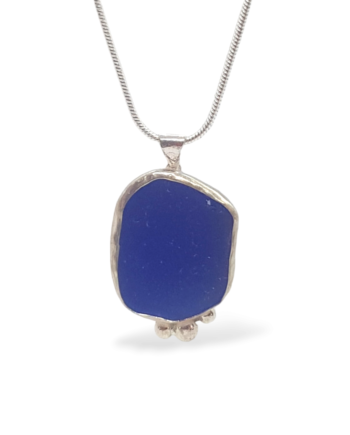 Blue sea glass necklace made in Aruba