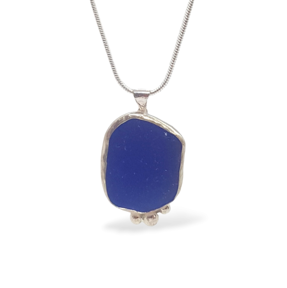 Blue sea glass necklace made in Aruba