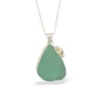 Aqua sea glass necklace made in Aruba