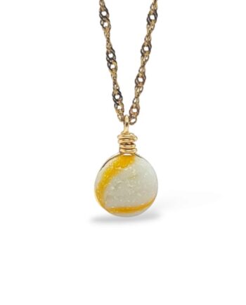Milk white and Yellow Sea Glass Marble Necklace - Kiniki Collection