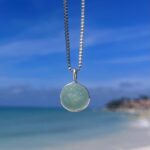 Light  Aqua Sea Glass Marble Necklace - Kiniki Collection