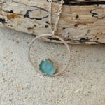 Seafoam Aqua Sea Glass - Ring Necklace