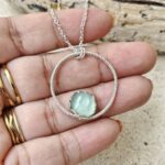 Seafoam Aqua Sea Glass - Ring Necklace