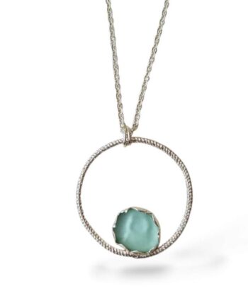 Seafoam Aqua Sea Glass - Ring Necklace